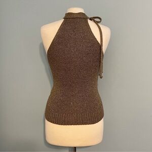 Zara knit metallic thread halter neck top